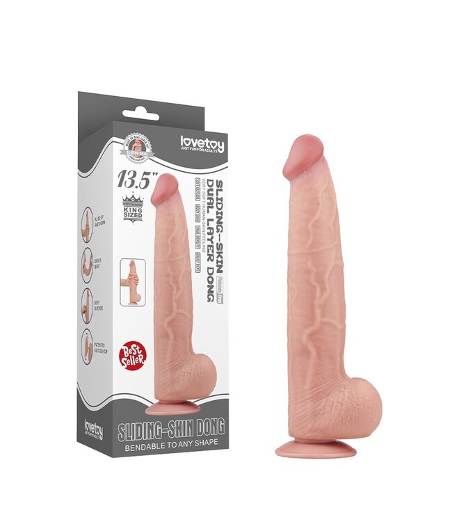 LoveToy - Sliding Skin Dildo 34 cm - Nude