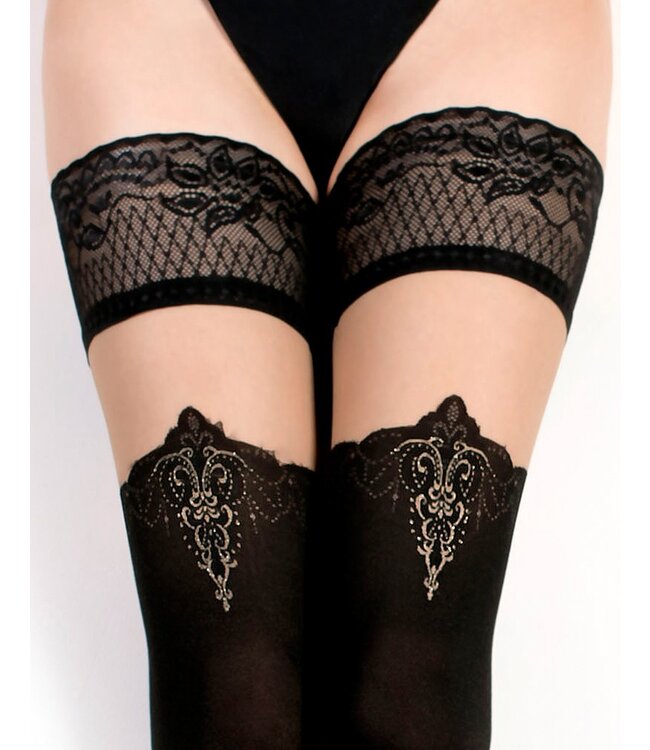 Ballerina - Fantasy Hold Ups - Kousen (50/20 denier) - Zwart & Transparant