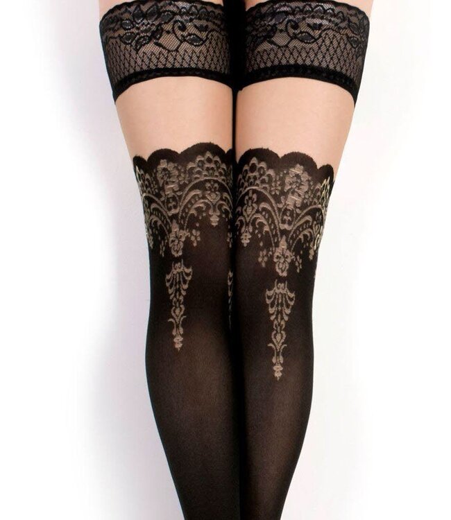 Ballerina - Fantasy Hold Ups - Kousen (50/20 denier) - Zwart & Transparant