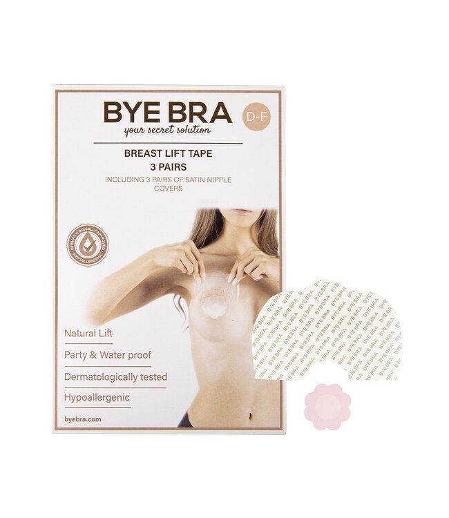 Bye Bra - Breast Lift & Zijden Tepelbedekkers D-F - Nude (3 paar)