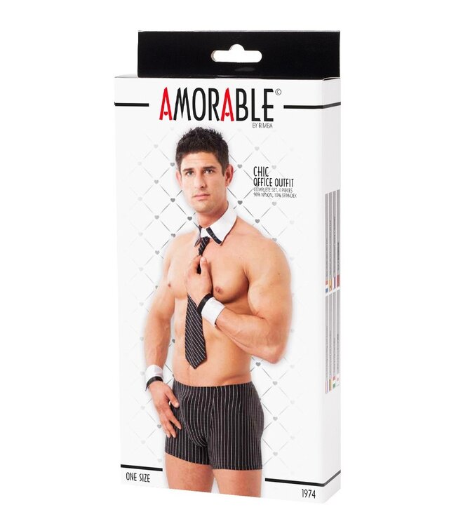 Amorable by Rimba - 4-delig kantoorkostuum - One Size - Zwart / Wit