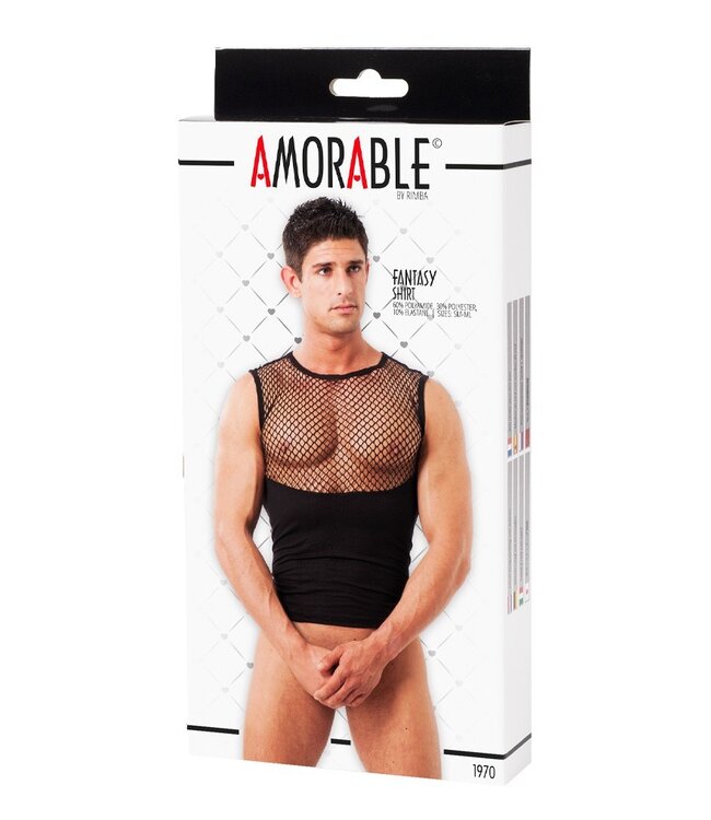 Amorable by Rimba - Tanktop met visnet  - Zwart