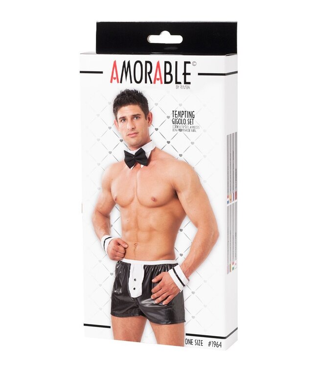 Amorable by Rimba - 4-Delig gigoloset - One Size - Zwart