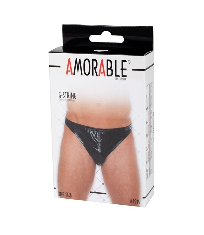 Amorable by Rimba - String met lak look - One Size - Zwart