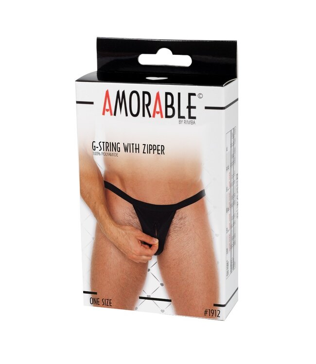 Amorable by Rimba - String met ritssluiting - One Size - Zwart