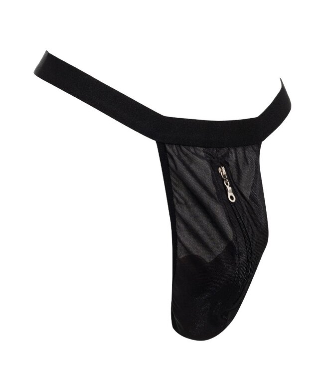 Amorable by Rimba - String met ritssluiting - One Size - Zwart