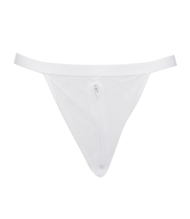 Amorable by Rimba - Doorzichtige string met ritssluiting - One Size - Wit