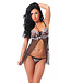 Rimba Amorable by Rimba - Babydoll met G-string - One size - Zwart / Wit