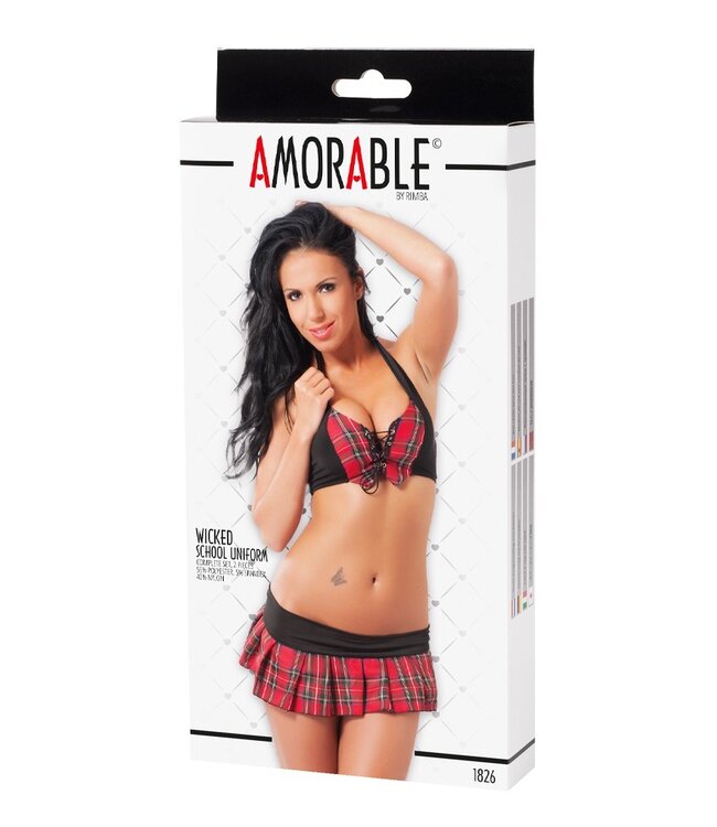 Amorable by Rimba - School Uniform (2 delig) - Zwart / Rood