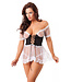 Rimba Amorable by Rimba - Serveerster Jurk en slip - One Size - Zwart / Wit