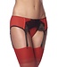 Rimba Amorable by Rimba - Jarretel met G-string en Kousen - One Size - Zwart / Rood