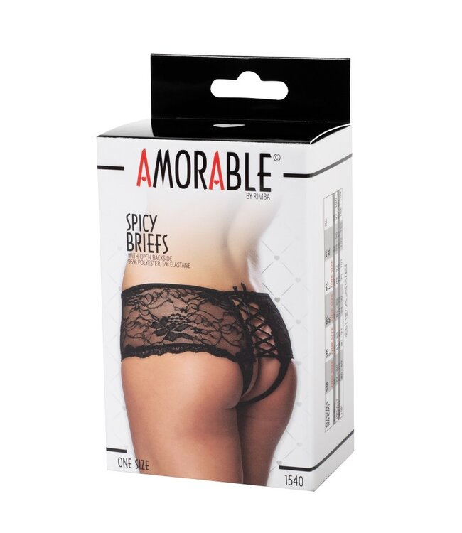 Amorable by Rimba - Slip met Open Achterkant - One Size - Zwart