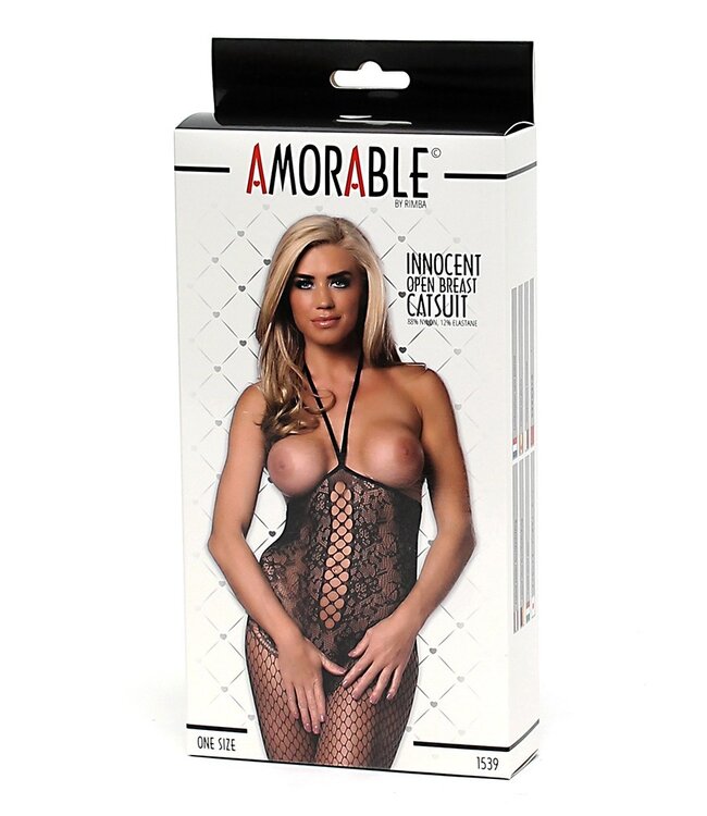 Amorable by Rimba - Catsuit zonder Borstbedekking - One Size - Zwart