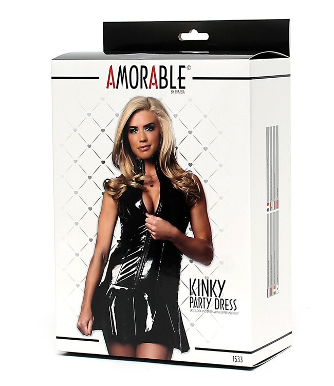 Amorable by Rimba - Party Jurk in Latex Look - Zwart