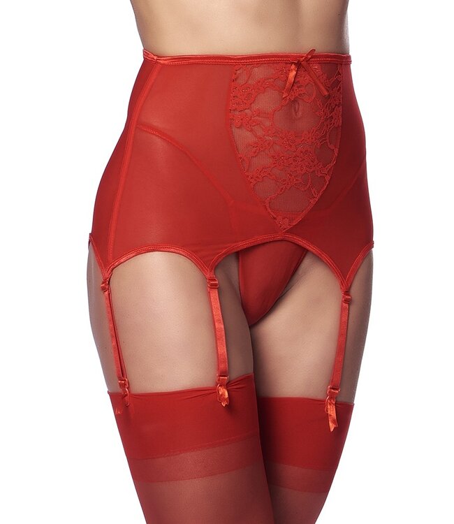 Amorable by Rimba - Jarretel met G-string en Kousen - Rood