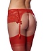 Rimba Amorable by Rimba - Jarretelgordel met G-string en Kousen - One Size - Rood