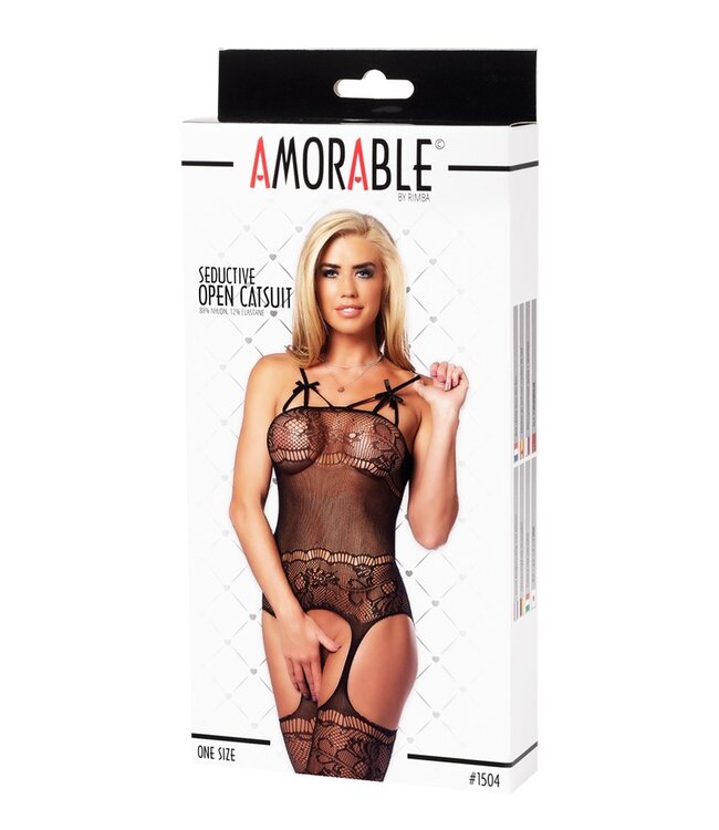 Amorable by Rimba - Open Catsuit - One Size - Zwart