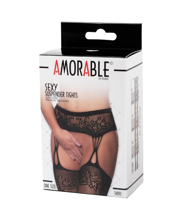 Amorable by Rimba - Jarretel Panty - One Size - Zwart