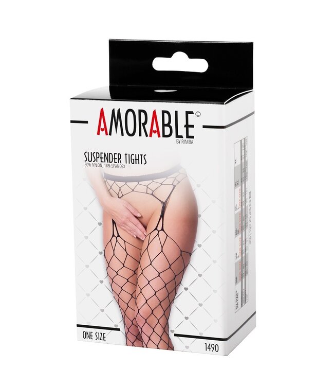 Amorable by Rimba - Panty met Jarretelles - One size - Zwart