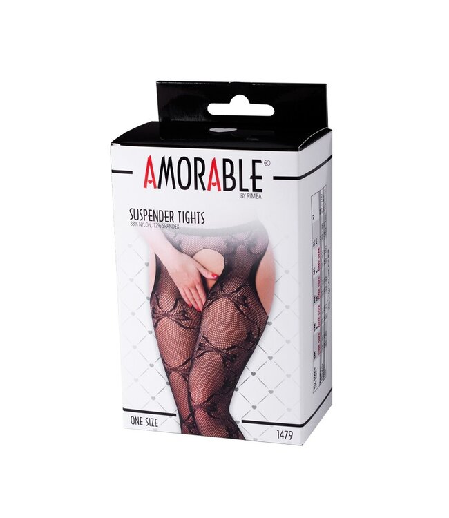 Amorable by Rimba - Panty met Jarretelles - One Size - Zwart