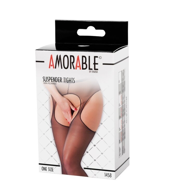 Amorable by Rimba - Panty met Jarretelles - One Size - Zwart
