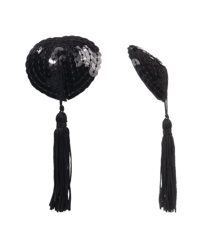 Amorable by Rimba - Tepel Bedekkers met Franjes - Zwart