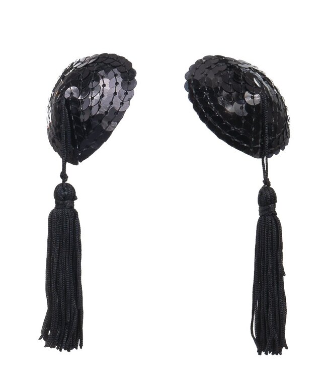 Amorable by Rimba - Tepel Bedekkers met Franjes - Zwart