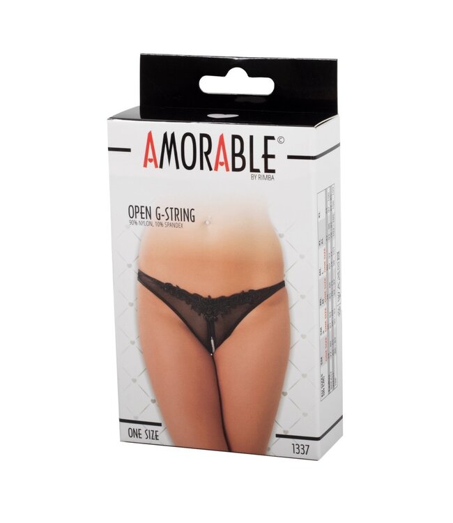 Amorable by Rimba - Open String met parels - One Size - Zwart