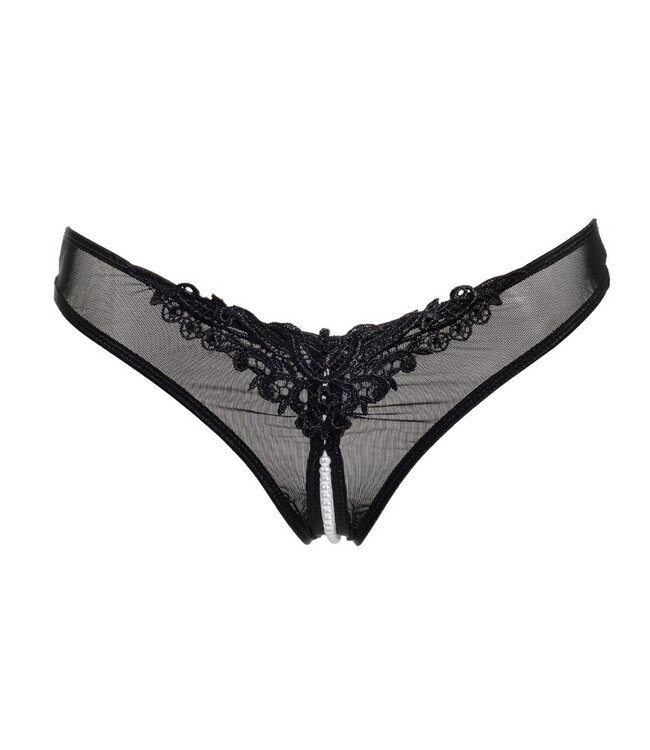 Amorable by Rimba - Open String met parels - One Size - Zwart