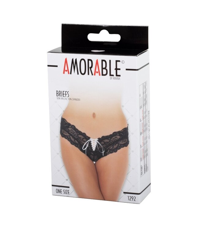 Amorable by Rimba - Slip - One Size - Zwart / Wit