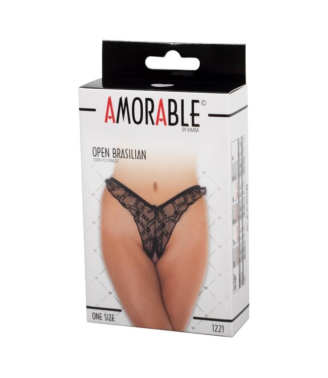 Amorable by Rimba - Open Brazilian Slip - One Size - Zwart