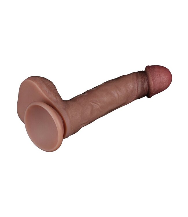 LoveToy - Dubbellaagse siliconen dildo 22,5 cm (Ø 4,2 cm) - Bruin