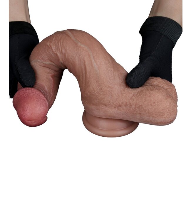LoveToy - Dubbellaagse siliconen dildo 21,5 cm (Ø 4,2 cm) - Bruin