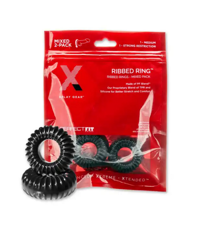 PF Blend Premium Stretch Ribbed Ring Slim - Cockring Set