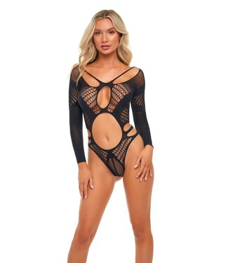 Pink Lipstick Lingerie ON CHOKEHOLD BODYSTOCKING BLACK, OS