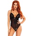 Leg Avenue Sheer Ruched Lace Up Teddy - Small/Medium