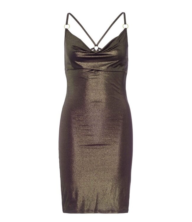 Gold Shimmer Slinky Low Cowl Dress