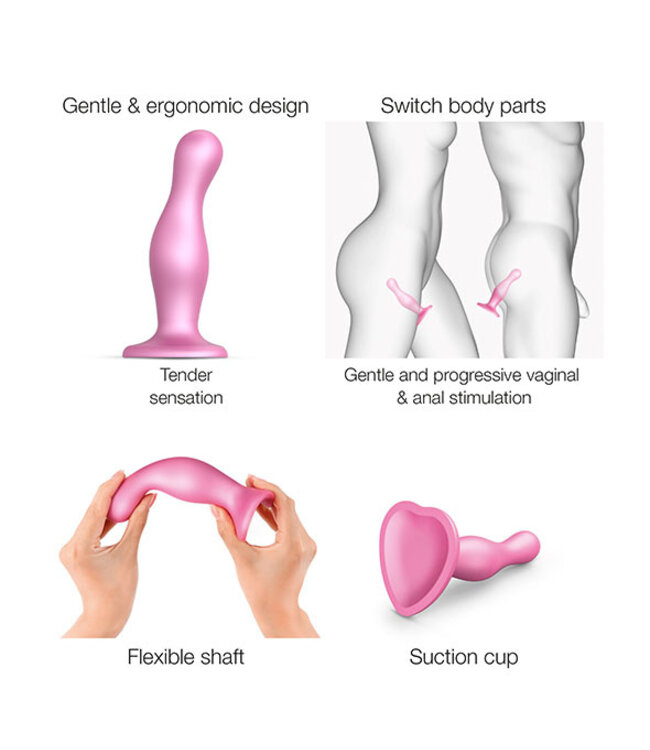 Strap-On-Me - Dildo Plug Curvy Metallic Sugar Pink M