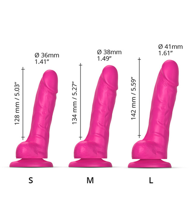 Strap-On-Me - Sliding Skin Realistic Dildo Fuchsia L