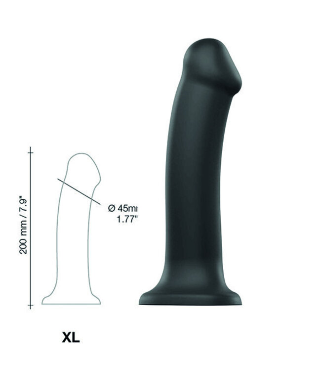 Strap-On-Me - Semi-Realistische Dual Density Buigzame Dildo Zwart XL