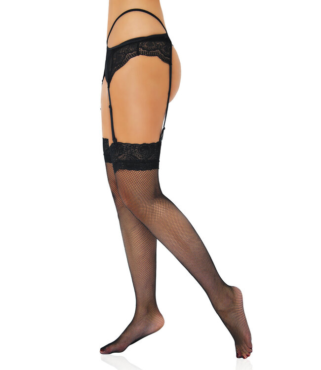 Daring Intimates Net Stockings with Lace Top
