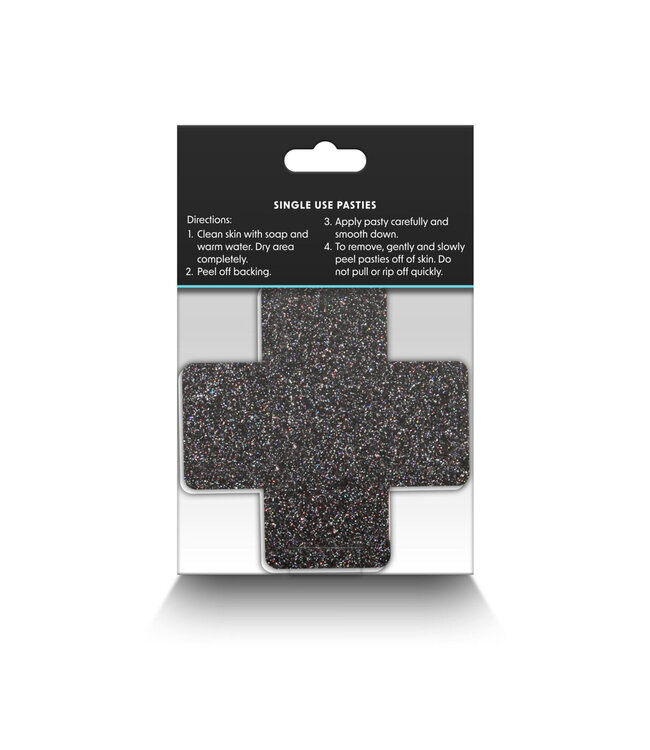 NS Novelties Pretty Pasties Glitter Cross Black/Gold 2 Pair
