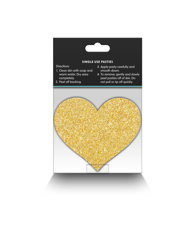 NS Novelties Pretty Pasties Glitter Hearts Black/Gold 2 Pair