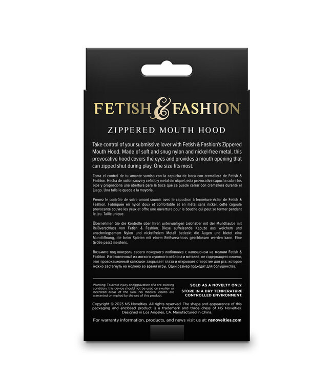 NS Novelties Fetish & Fashion Zippered Mouth Hood