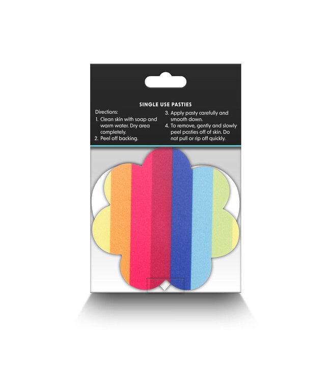 NS Novelties Pretty Pasties Pride Heart & Flower Rainbow 2 Pair