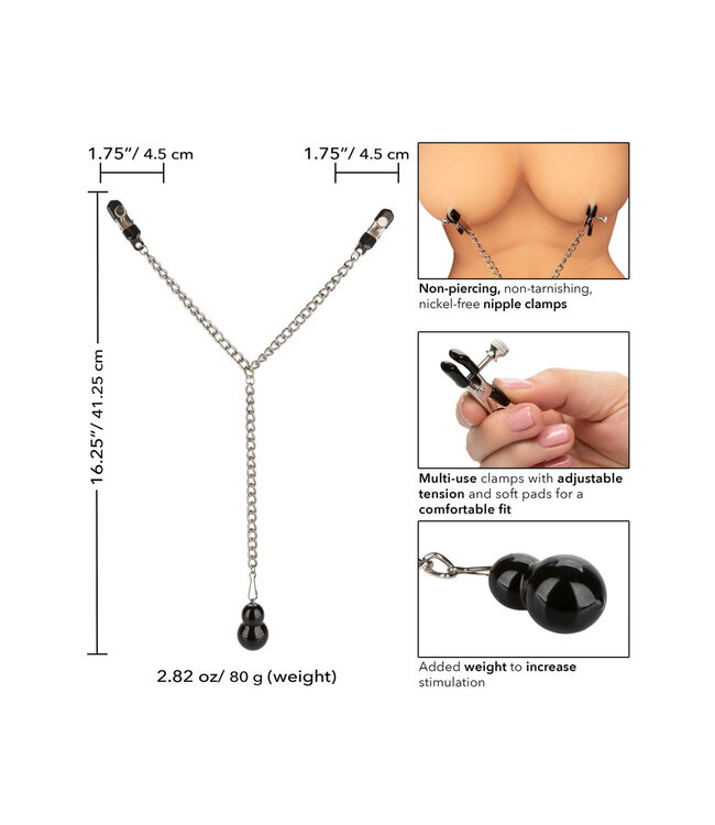 CalExotics Nipple Play Weighted Dual Tier Nipple Clamps