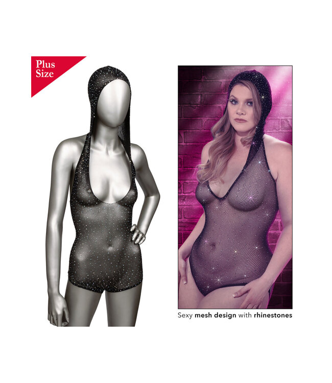 CalExotics Radiance Plus Size Hooded Deep V Body Suit