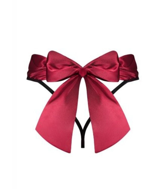 Tienesy String Met Sexy Strik - Zwart/Rood