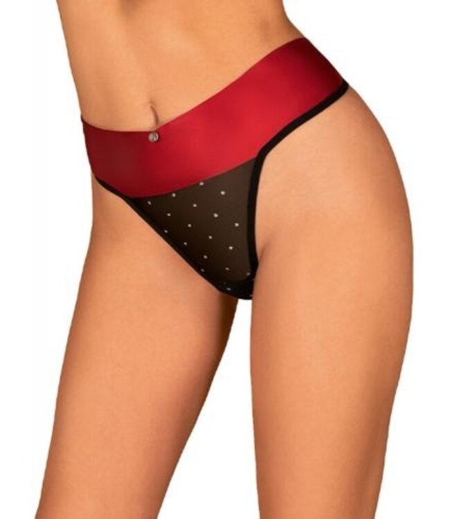 Tienesy String Met Sexy Strik - Zwart/Rood