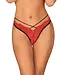 Obsessive Mettia Sexy Kanten String - Zwart/Rood S/M